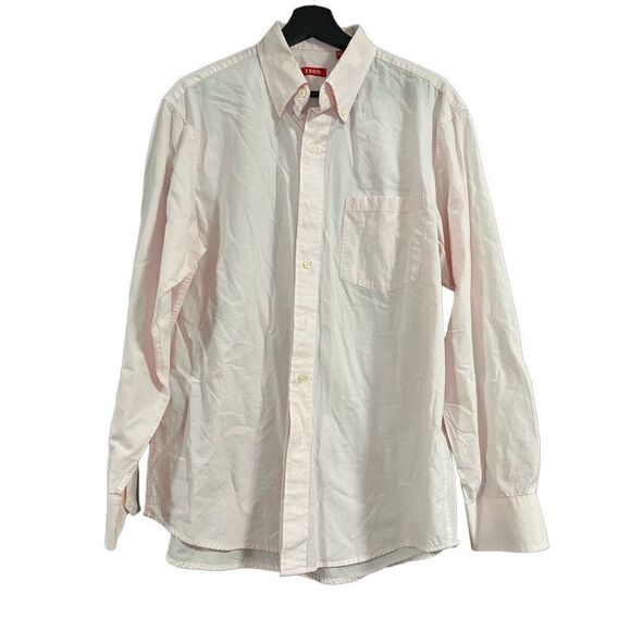 IZOD Pink Button Down Up LS Light Pink Men’s Medium Dress Work Shirt Med Soft Al - Picture 5 of 10